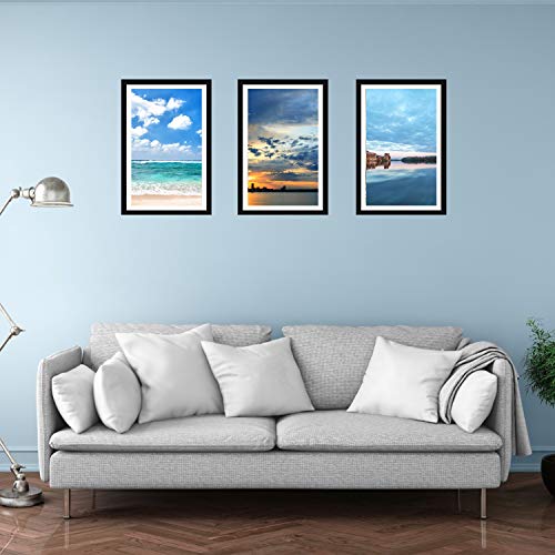 upsimples 16x20 Picture Frame Set of 5,Display Pictures 11x14 with Mat or 16x20 Without Mat,Wall Gallery Poster Frames,Black