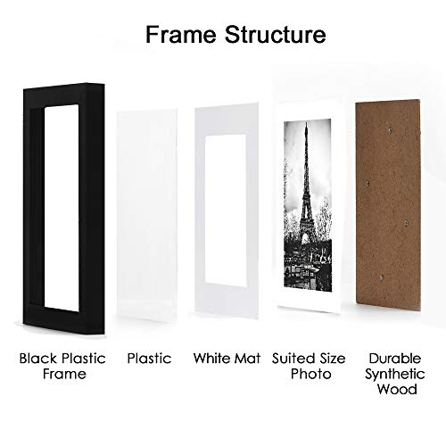 upsimples 16x20 Picture Frame Set of 5,Display Pictures 11x14 with Mat or 16x20 Without Mat,Wall Gallery Poster Frames,Black