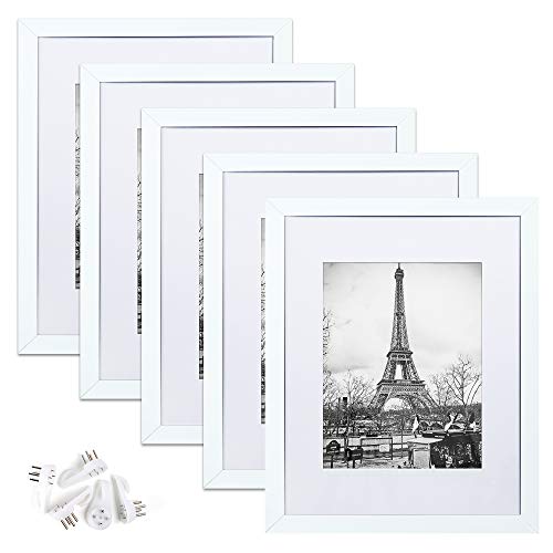upsimples 16x20 Picture Frame Set of 5,Display Pictures 11x14 with Mat or 16x20 Without Mat,Wall Gallery Poster Frames,Black