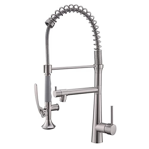 A|M Aquae Kitchen Faucet Black,Black and Gold Kitchen Faucet Commercial Style Single Handle Kitchen Faucets with Pull Down Sprayer