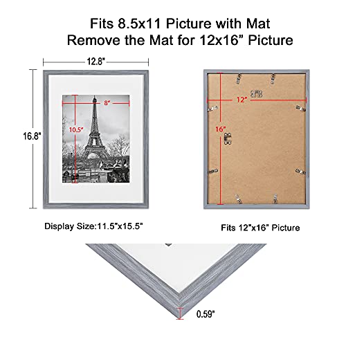 upsimples 16x20 Picture Frame Set of 5,Display Pictures 11x14 with Mat or 16x20 Without Mat,Wall Gallery Poster Frames,Black