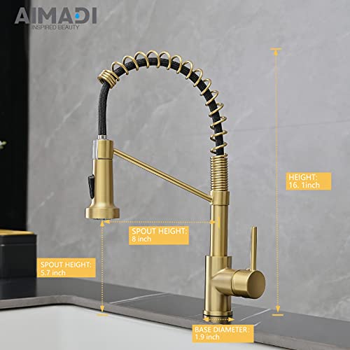 A|M Aquae Black Faucet Kitchen, Commercial Modern Single Handle Kitchen Faucet with Pull Down Sprayer