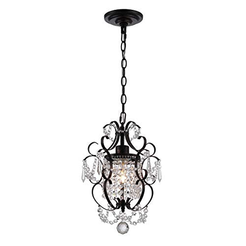 AvaMalis A|M Lighting Mini Chandelier Chrome Crystal Chandeliers Lighting 1-Light Modern Elegant Crystal Iron Ceiling Light Fixture