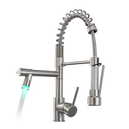 A|M Aquae Black Faucet Kitchen, Commercial Modern Single Handle Kitchen Faucet with Pull Down Sprayer