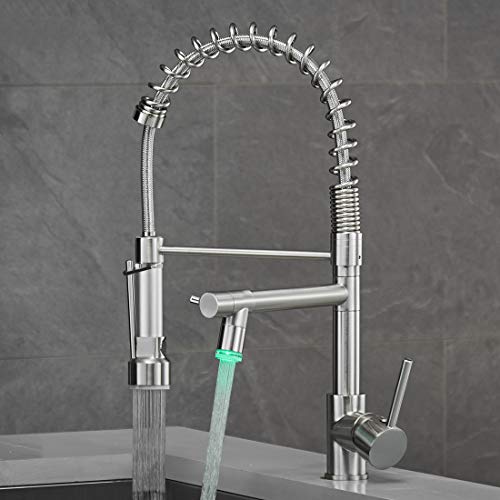 A|M Aquae Black Faucet Kitchen, Commercial Modern Single Handle Kitchen Faucet with Pull Down Sprayer