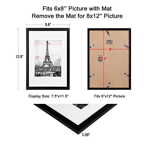 upsimples 16x20 Picture Frame Set of 5,Display Pictures 11x14 with Mat or 16x20 Without Mat,Wall Gallery Poster Frames,Black