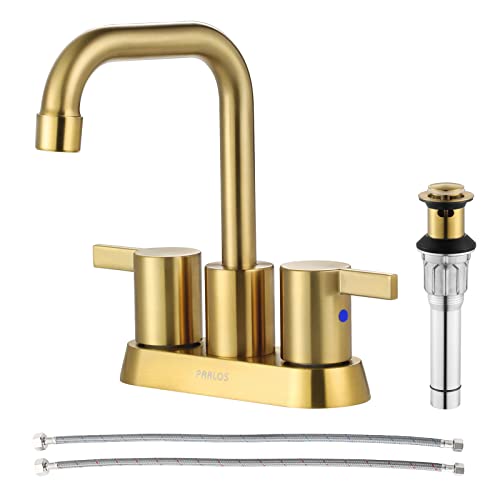 A|M Aquae 2 Handles Bathroom Faucet Brushed Nickel with Metal Pop-up Drain and Faucet Supply Lines, 1431602