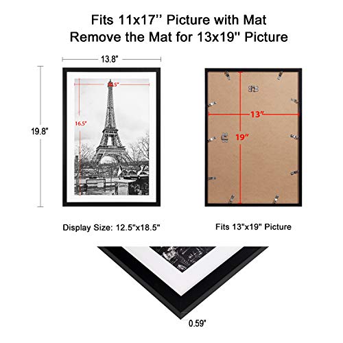 upsimples 16x20 Picture Frame Set of 5,Display Pictures 11x14 with Mat or 16x20 Without Mat,Wall Gallery Poster Frames,Black