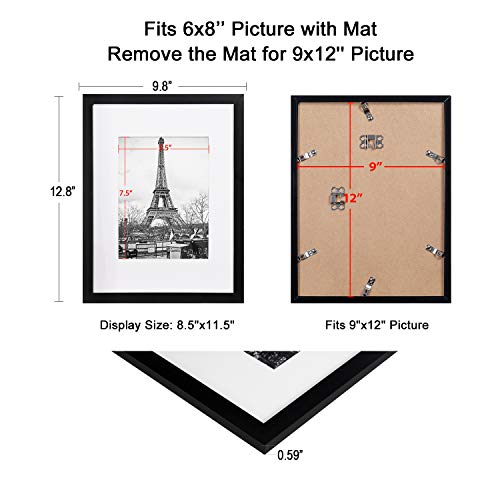 upsimples 16x20 Picture Frame Set of 5,Display Pictures 11x14 with Mat or 16x20 Without Mat,Wall Gallery Poster Frames,Black