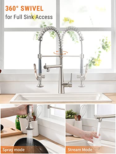 A|M Aquae Kitchen Faucet Black,Black and Gold Kitchen Faucet Commercial Style Single Handle Kitchen Faucets with Pull Down Sprayer