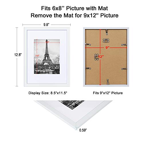 upsimples 16x20 Picture Frame Set of 5,Display Pictures 11x14 with Mat or 16x20 Without Mat,Wall Gallery Poster Frames,Black