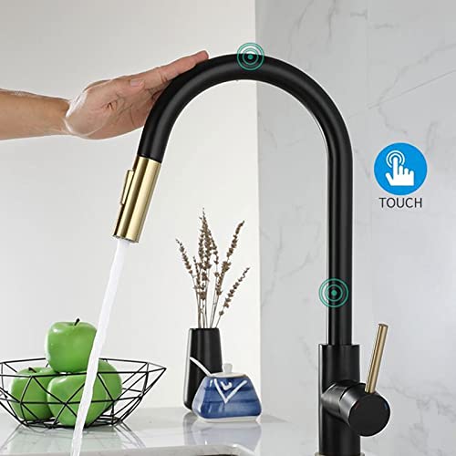A|M Aquae Touch Kitchen Faucet Pull Down Sprayer, Swivel Deck Mount