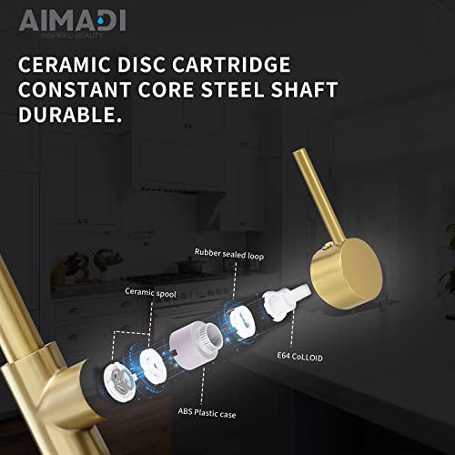 A|M Aquae Black Faucet Kitchen, Commercial Modern Single Handle Kitchen Faucet with Pull Down Sprayer
