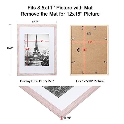 upsimples 16x20 Picture Frame Set of 5,Display Pictures 11x14 with Mat or 16x20 Without Mat,Wall Gallery Poster Frames,Black