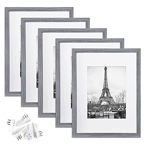 upsimples 16x20 Picture Frame Set of 5,Display Pictures 11x14 with Mat or 16x20 Without Mat,Wall Gallery Poster Frames,Black