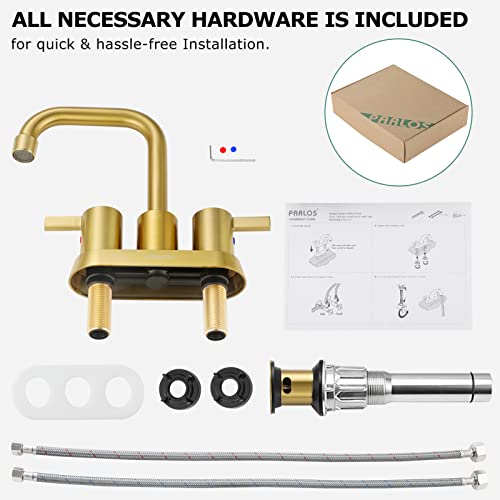 A|M Aquae 2 Handles Bathroom Faucet Brushed Nickel with Metal Pop-up Drain and Faucet Supply Lines, 1431602