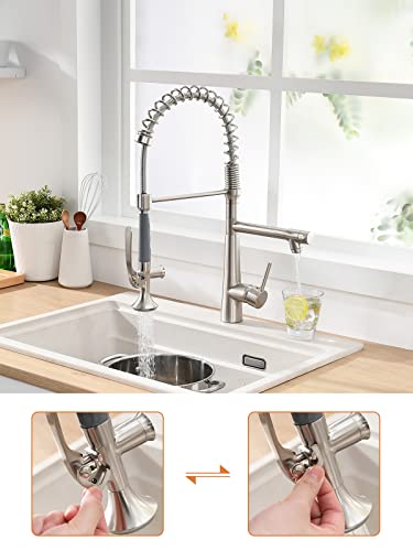 A|M Aquae Kitchen Faucet Black,Black and Gold Kitchen Faucet Commercial Style Single Handle Kitchen Faucets with Pull Down Sprayer