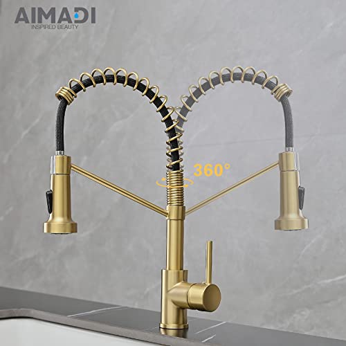 A|M Aquae Black Faucet Kitchen, Commercial Modern Single Handle Kitchen Faucet with Pull Down Sprayer