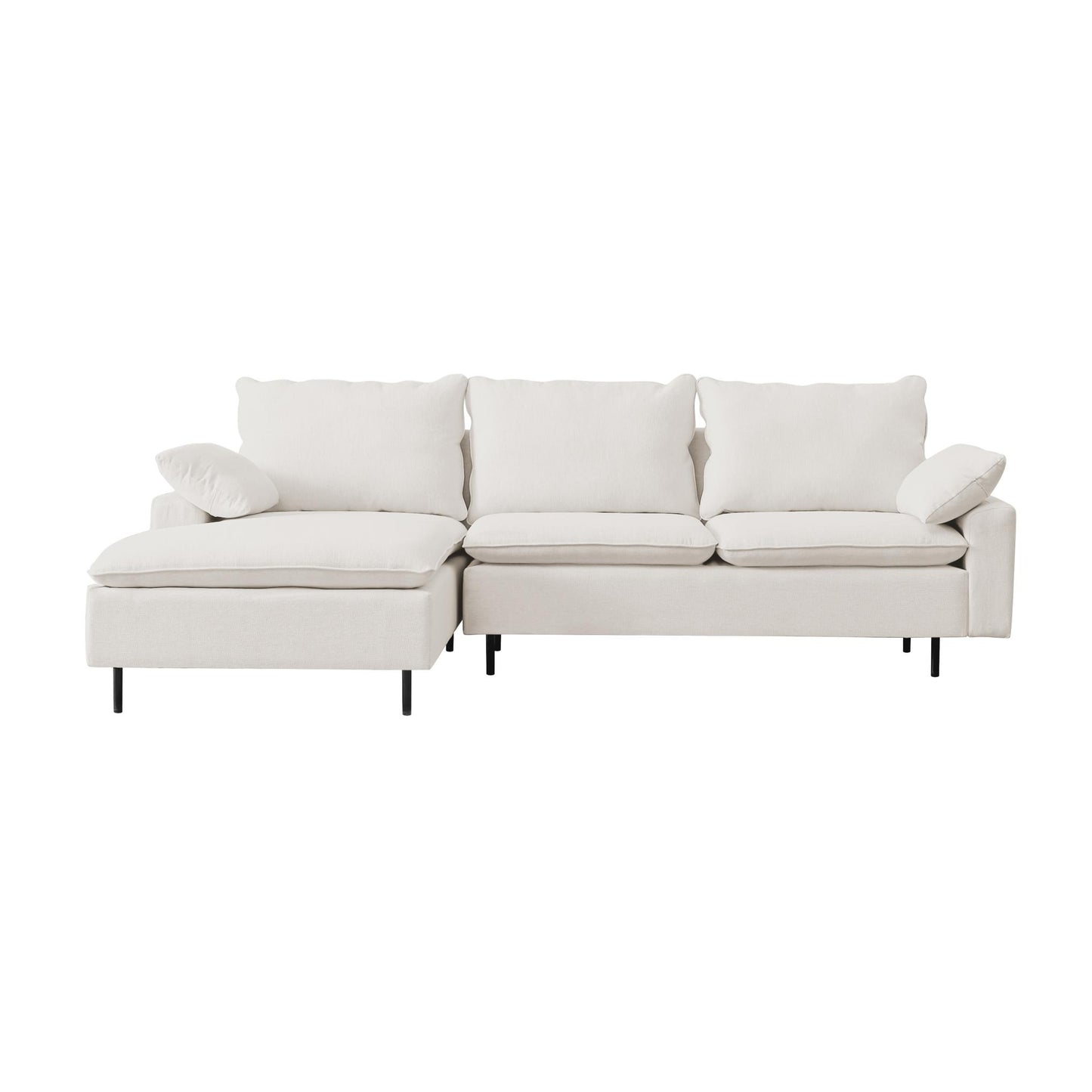L-Shaped linen sectional sofa with right chaise,Beige