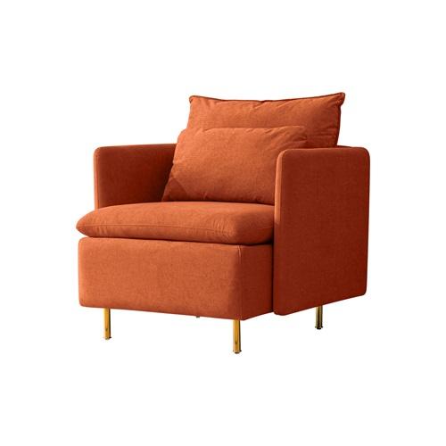 Modern fabric accent armchair,upholstered single sofa chair,Orange Cotton Linen-30.7''