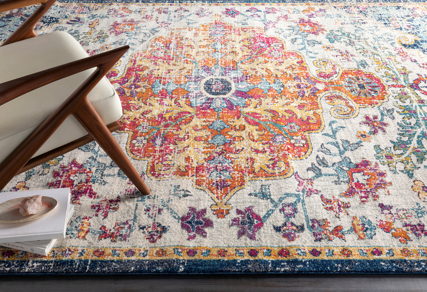 Art of Knot Sandhya Traditional Blue Area Rug; 5'3" x 7'3"