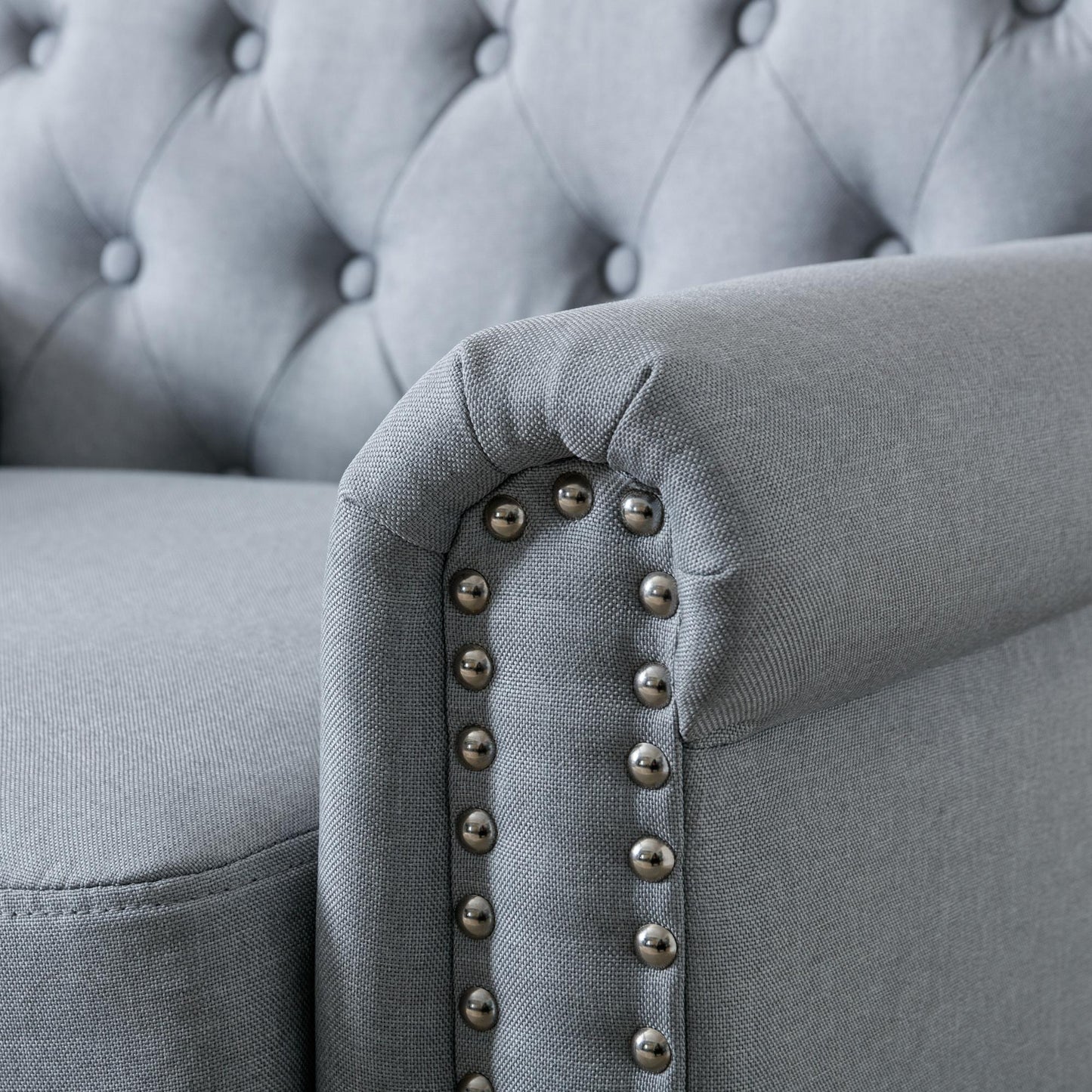 Bedroom, Living room Mid-century modern accent armchair, Linen comfort reading chair, Tufted comfort sofa, Upholstered single sofa