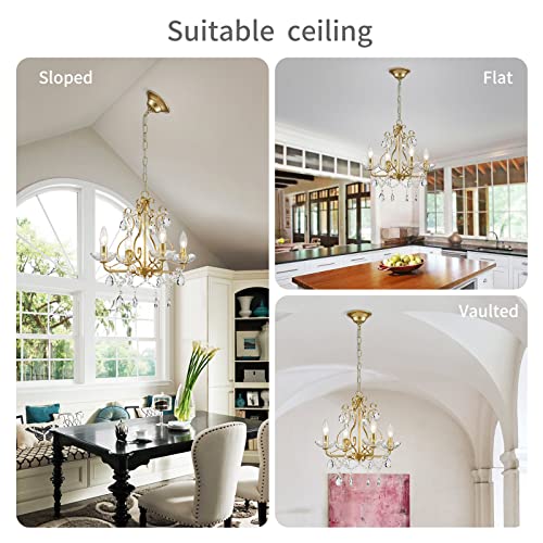 Crystal Candle Chandelier Pendant Flus mount Ceiling Light Modern Lighting Fixture for Bedroom Hallway Bar Kitchen Bathroom, H 14" x W 16", Black, E12 Base