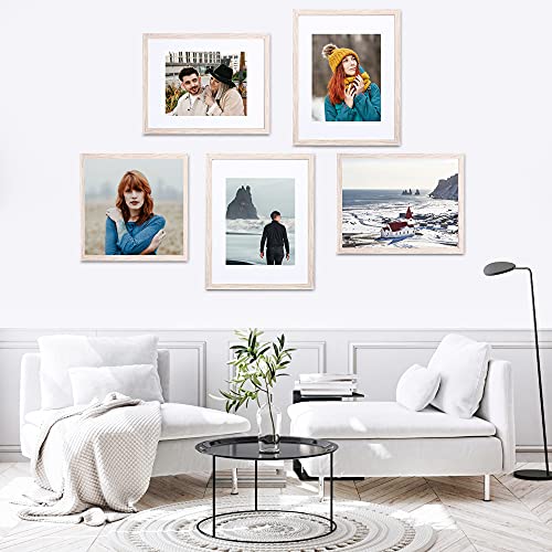 upsimples 16x20 Picture Frame Set of 5,Display Pictures 11x14 with Mat or 16x20 Without Mat,Wall Gallery Poster Frames,Black