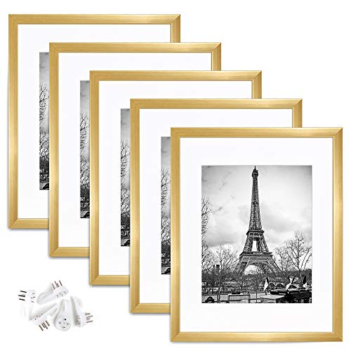 upsimples 16x20 Picture Frame Set of 5,Display Pictures 11x14 with Mat or 16x20 Without Mat,Wall Gallery Poster Frames,Black