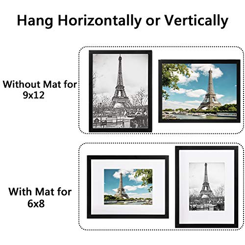 upsimples 16x20 Picture Frame Set of 5,Display Pictures 11x14 with Mat or 16x20 Without Mat,Wall Gallery Poster Frames,Black
