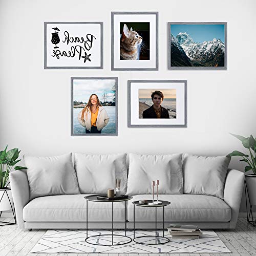 upsimples 16x20 Picture Frame Set of 5,Display Pictures 11x14 with Mat or 16x20 Without Mat,Wall Gallery Poster Frames,Black