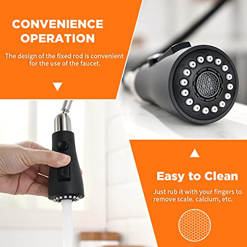 A|M Aquae Black Kitchen Faucets with Pull Down Sprayer Kitchen Sink Faucet with Pull Out Sprayer Single Hole Deck Mount Single Handle Stainless Steel Grifos De Cocina 866068R
