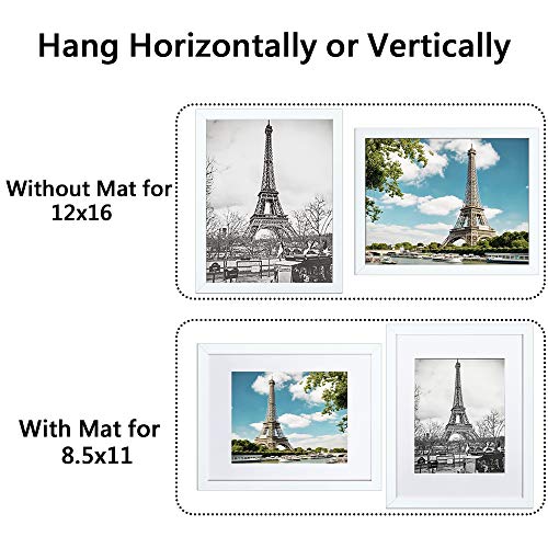 upsimples 16x20 Picture Frame Set of 5,Display Pictures 11x14 with Mat or 16x20 Without Mat,Wall Gallery Poster Frames,Black