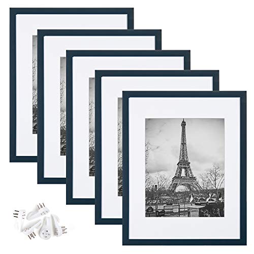upsimples 16x20 Picture Frame Set of 5,Display Pictures 11x14 with Mat or 16x20 Without Mat,Wall Gallery Poster Frames,Black