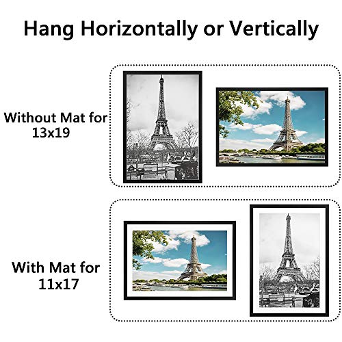 upsimples 16x20 Picture Frame Set of 5,Display Pictures 11x14 with Mat or 16x20 Without Mat,Wall Gallery Poster Frames,Black