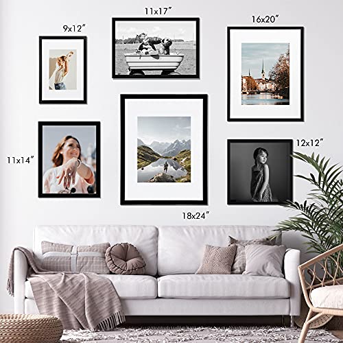 upsimples 16x20 Picture Frame Set of 5,Display Pictures 11x14 with Mat or 16x20 Without Mat,Wall Gallery Poster Frames,Black