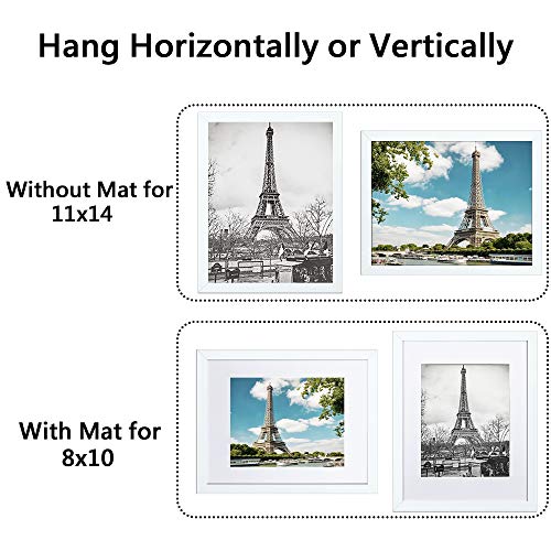 upsimples 16x20 Picture Frame Set of 5,Display Pictures 11x14 with Mat or 16x20 Without Mat,Wall Gallery Poster Frames,Black