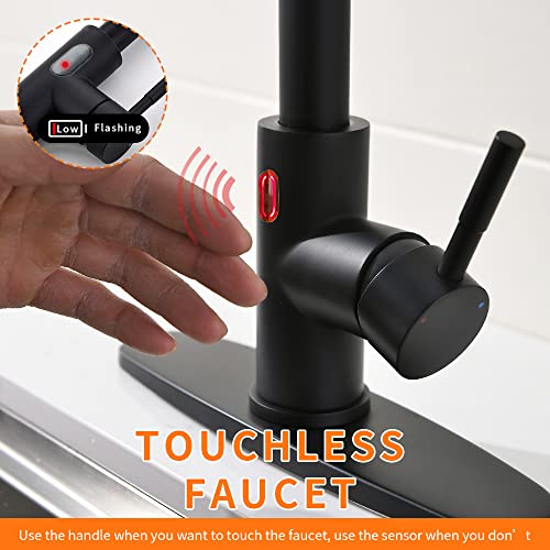 A|M Aquae Black Kitchen Faucets with Pull Down Sprayer Kitchen Sink Faucet with Pull Out Sprayer Single Hole Deck Mount Single Handle Stainless Steel Grifos De Cocina 866068R