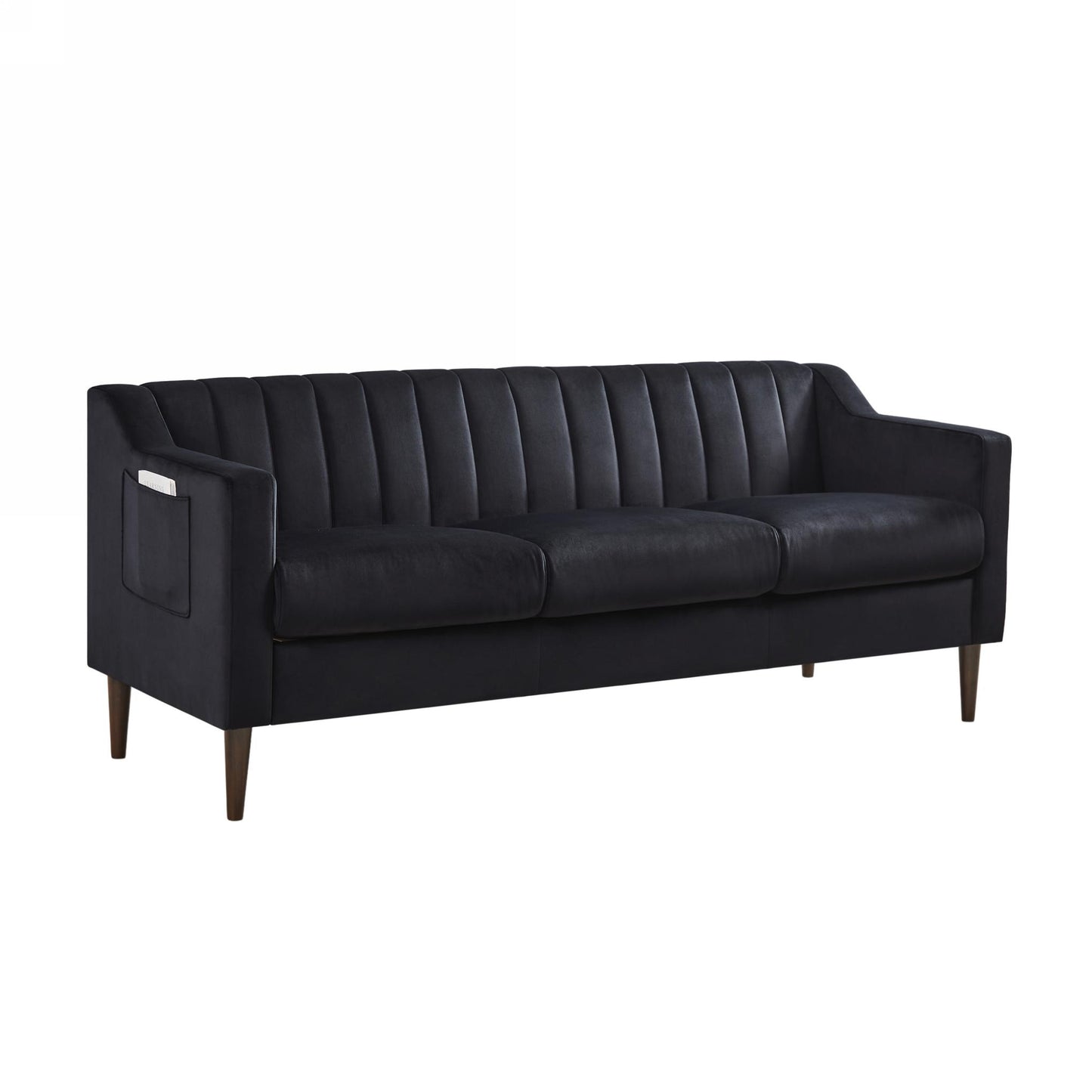 Modern Chesterfield sofa couch, Comfortable Upholstered sofa with Velvet Fabric and Wooden Frame and Wood Legs for Living Room/Bed Room/Office -