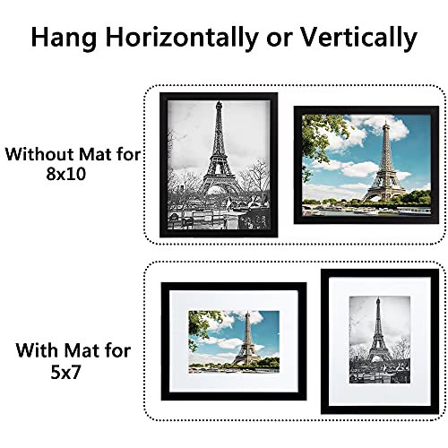 upsimples 16x20 Picture Frame Set of 5,Display Pictures 11x14 with Mat or 16x20 Without Mat,Wall Gallery Poster Frames,Black