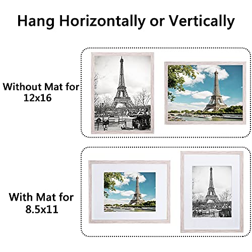 upsimples 16x20 Picture Frame Set of 5,Display Pictures 11x14 with Mat or 16x20 Without Mat,Wall Gallery Poster Frames,Black