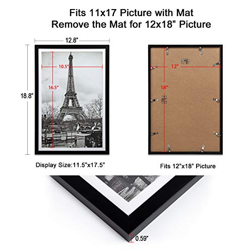 upsimples 16x20 Picture Frame Set of 5,Display Pictures 11x14 with Mat or 16x20 Without Mat,Wall Gallery Poster Frames,Black