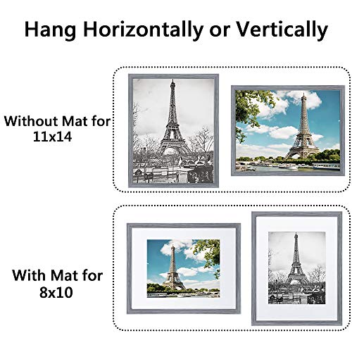 upsimples 16x20 Picture Frame Set of 5,Display Pictures 11x14 with Mat or 16x20 Without Mat,Wall Gallery Poster Frames,Black