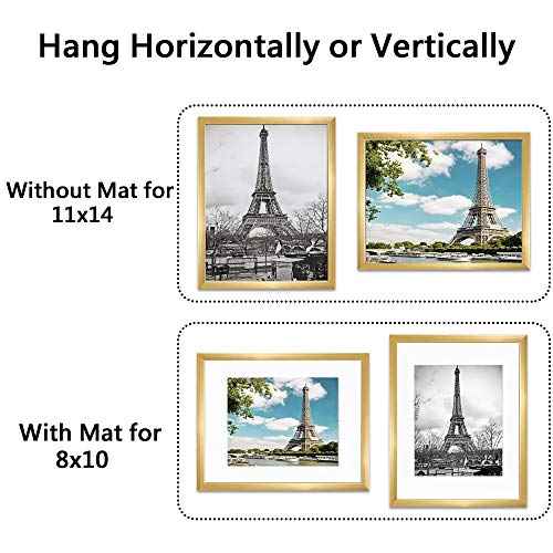 upsimples 16x20 Picture Frame Set of 5,Display Pictures 11x14 with Mat or 16x20 Without Mat,Wall Gallery Poster Frames,Black