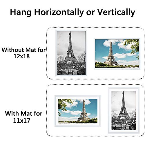 upsimples 16x20 Picture Frame Set of 5,Display Pictures 11x14 with Mat or 16x20 Without Mat,Wall Gallery Poster Frames,Black