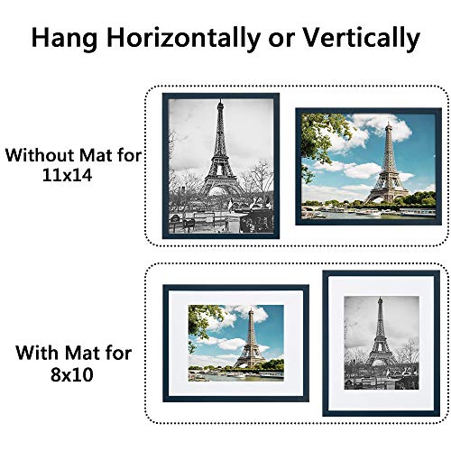 upsimples 16x20 Picture Frame Set of 5,Display Pictures 11x14 with Mat or 16x20 Without Mat,Wall Gallery Poster Frames,Black