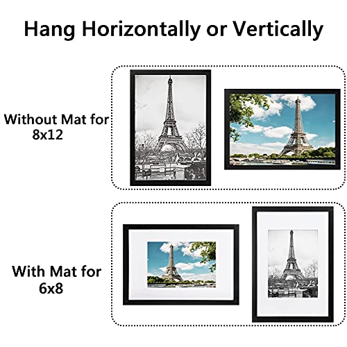 upsimples 16x20 Picture Frame Set of 5,Display Pictures 11x14 with Mat or 16x20 Without Mat,Wall Gallery Poster Frames,Black