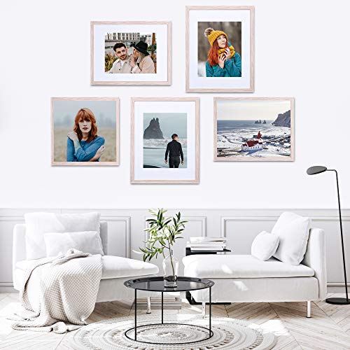 upsimples 16x20 Picture Frame Set of 5,Display Pictures 11x14 with Mat or 16x20 Without Mat,Wall Gallery Poster Frames,Black