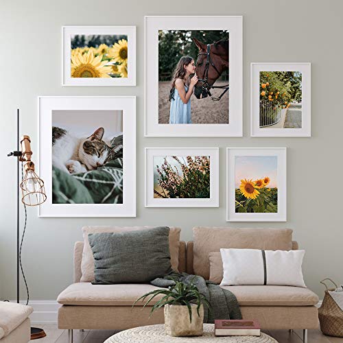 upsimples 16x20 Picture Frame Set of 5,Display Pictures 11x14 with Mat or 16x20 Without Mat,Wall Gallery Poster Frames,Black