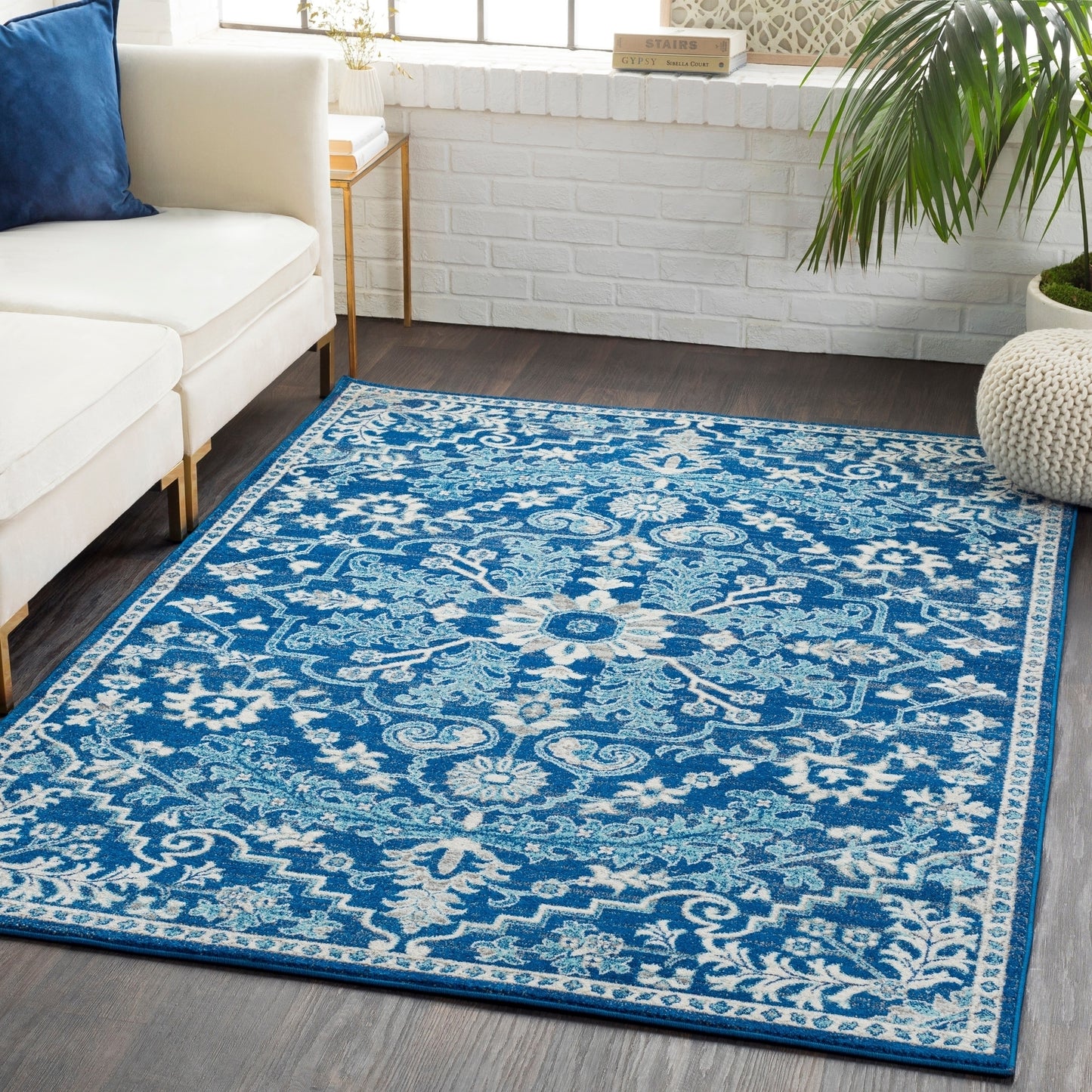 Art of Knot Sandhya Traditional Blue Area Rug; 5'3" x 7'3"